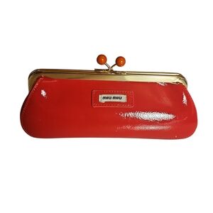 Miu Miu Red Clutch with Gold Accents